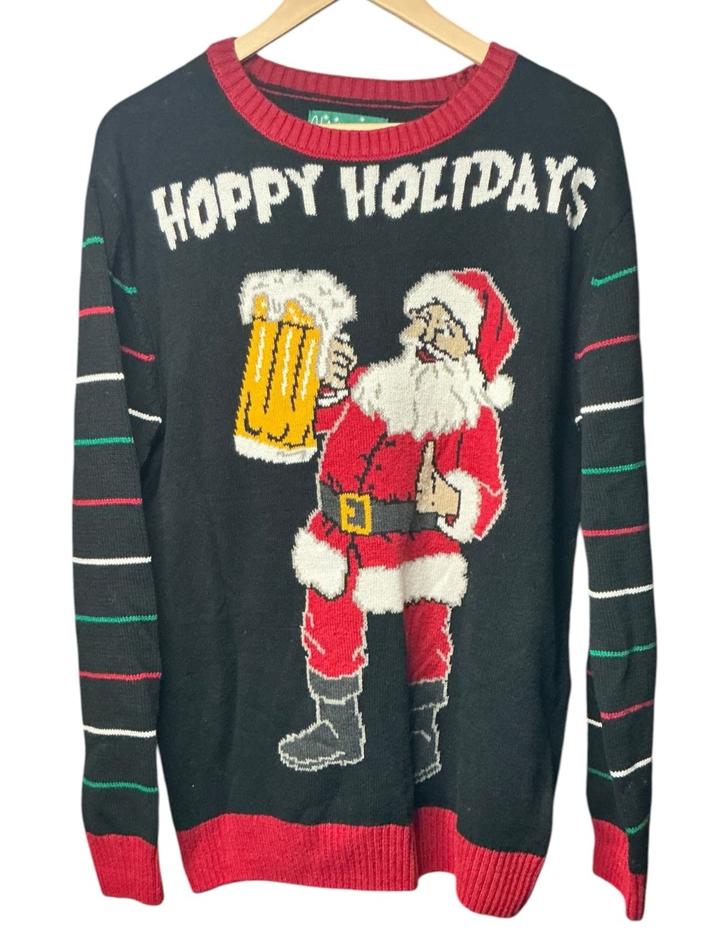 Ugly Christmas Sweater 'Hoppy Holidays' Beer Santa Claus